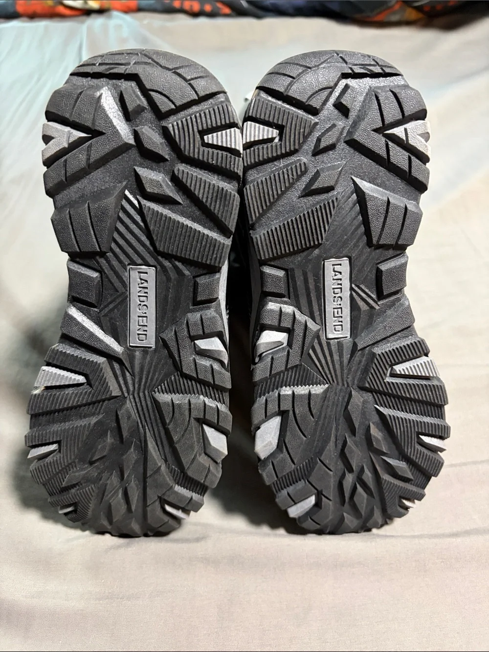 Lands' End Black Kids' Snow Boots with White Trim
